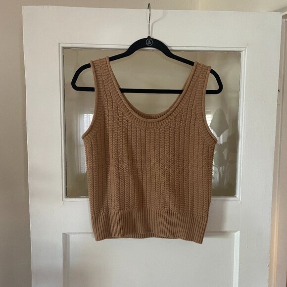 Quince Organic Cotton Waffle Cropped Sweater Tank - Picture 3 of 5